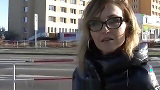 Hot European MILF Step mom does threesome in public outdoor for money cheating