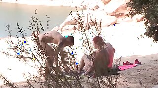 Couple Threesome In A Nudist Beach
